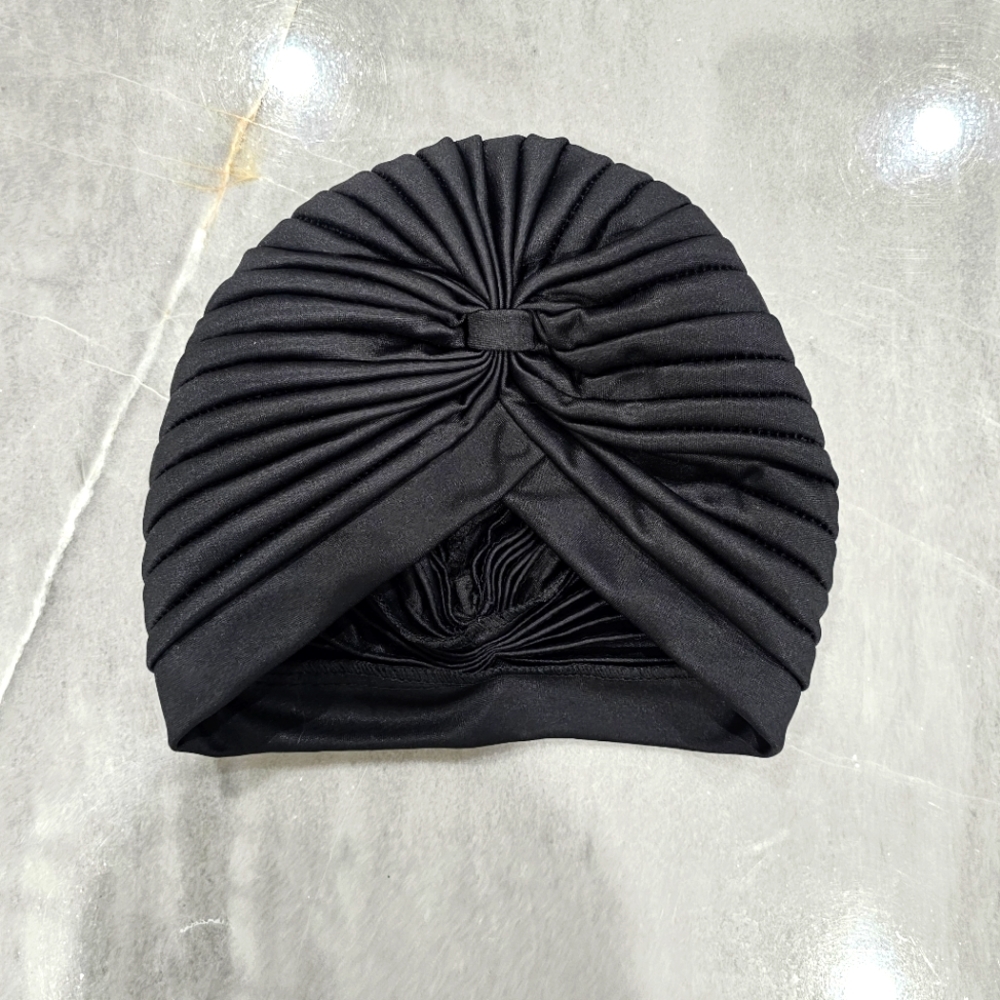 NWT Black Pleated Stretch Turban Hat‎ Beanie